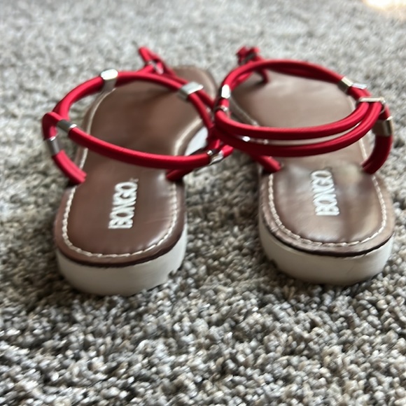 Bongo womens red&brown elastic strap sandals - Picture 2 of 4